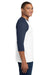 Gildan 5700/G570 Mens 3/4 Sleeve Crewneck T-Shirt White/Navy Blue Model Side