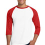 Gildan Mens 3/4 Sleeve Crewneck T-Shirt - White/Red