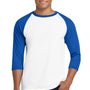 Gildan Mens 3/4 Sleeve Crewneck T-Shirt - White/Royal Blue