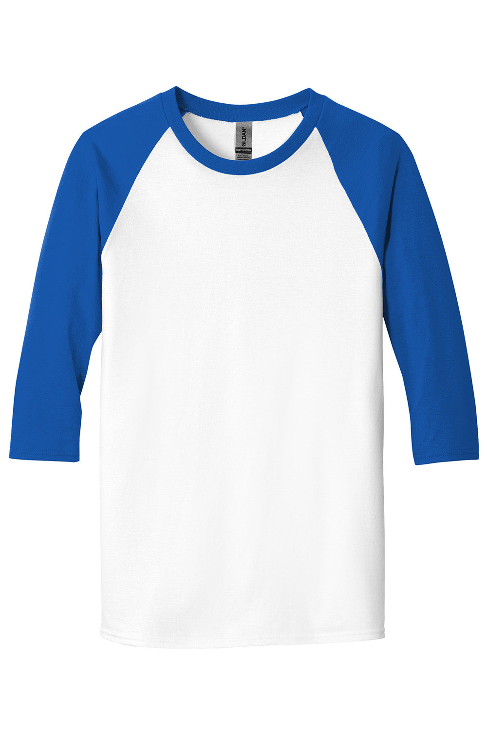 Gildan 5700/G570 Mens 3/4 Sleeve Crewneck T-Shirt White/Royal Blue Flat Front