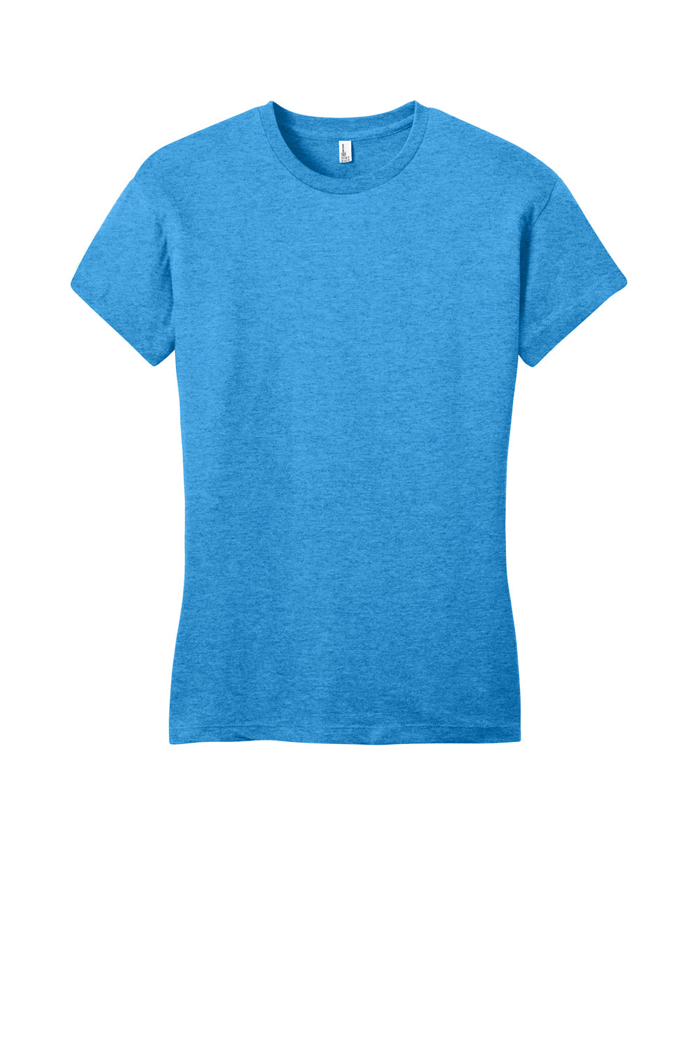 District DT6001 Womens Very Important Short Sleeve Crewneck T-Shirt Heather Bright Turquoise Blue Flat Front