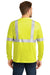 CornerStone CS401LS Mens Moisture Wicking Long Sleeve Crewneck T-Shirt w/ Pocket Safety Yellow Model Back