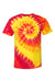 Dyenomite 200MS Mens Spiral Tie Dyed Short Sleeve Crewneck T-Shirt Inferno Flat Front