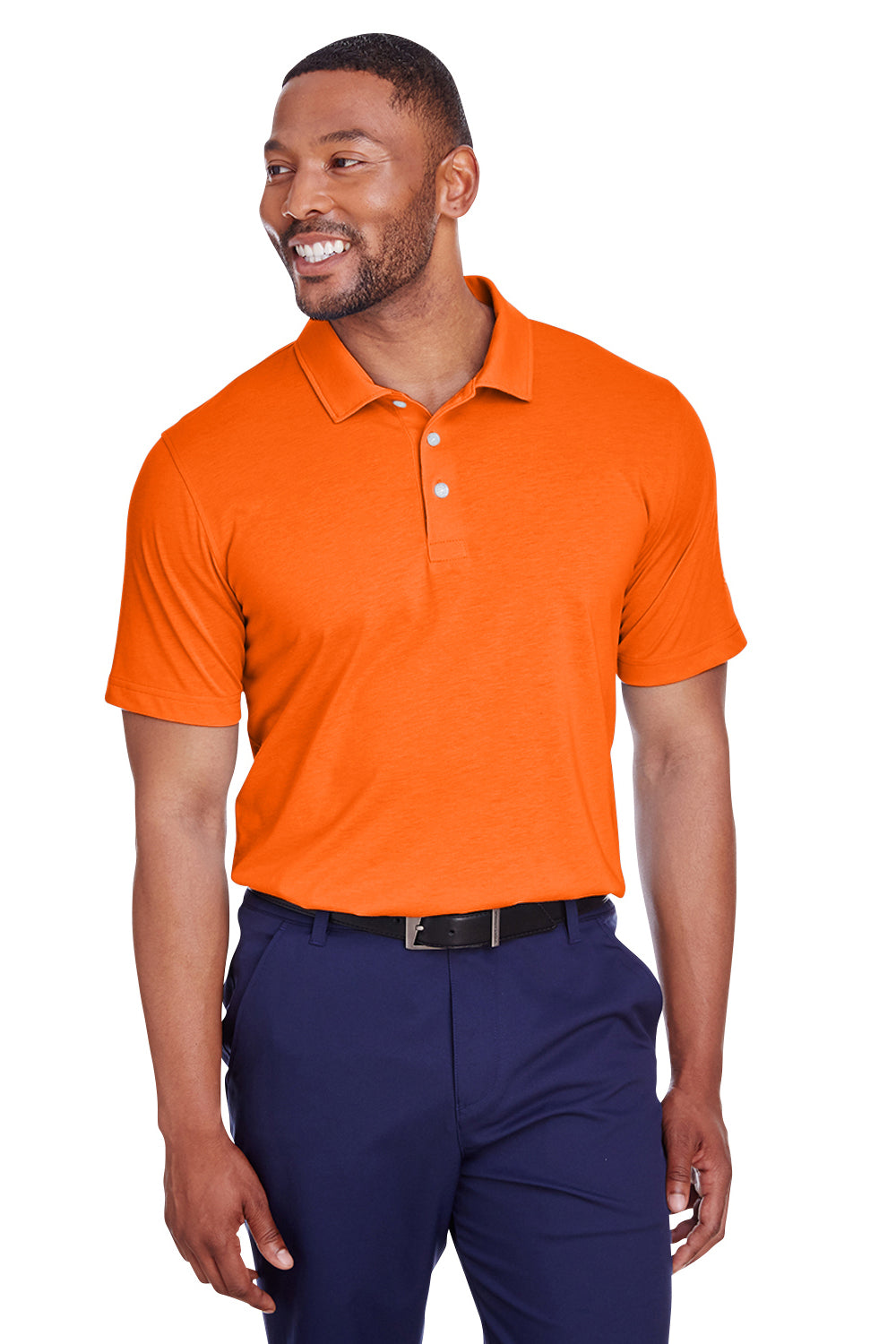 Puma 596920 Mens Fusion Performance Moisture Wicking Short Sleeve Polo Shirt Vibrant Orange Model Front