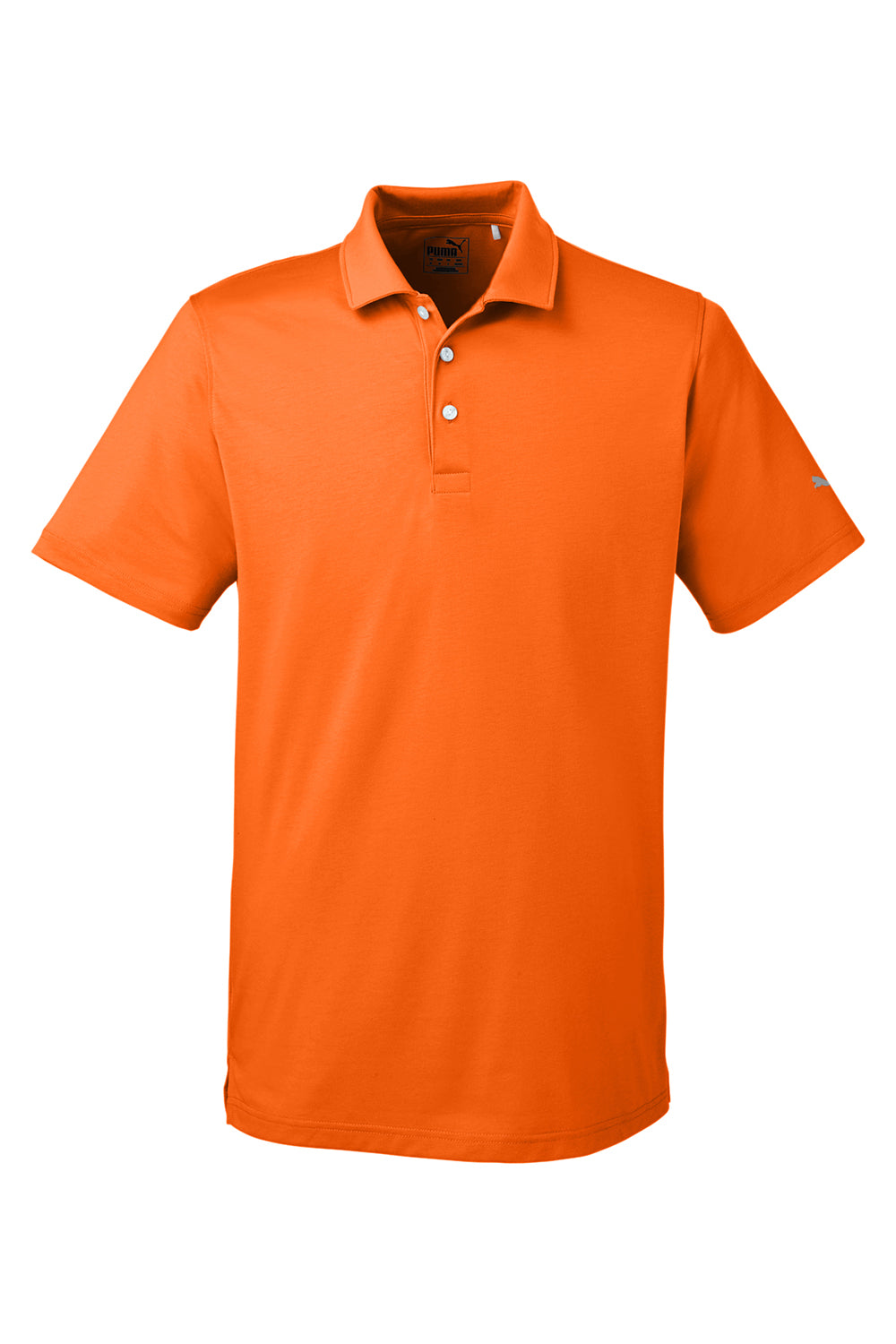 Puma 596920 Mens Fusion Performance Moisture Wicking Short Sleeve Polo Shirt Vibrant Orange Flat Front