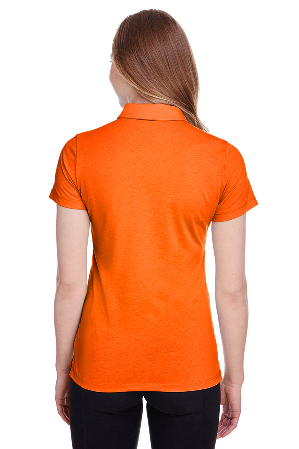 Puma 596921 Womens Fusion Performance Moisture Wicking Short Sleeve Polo Shirt Vibrant Orange Model Back