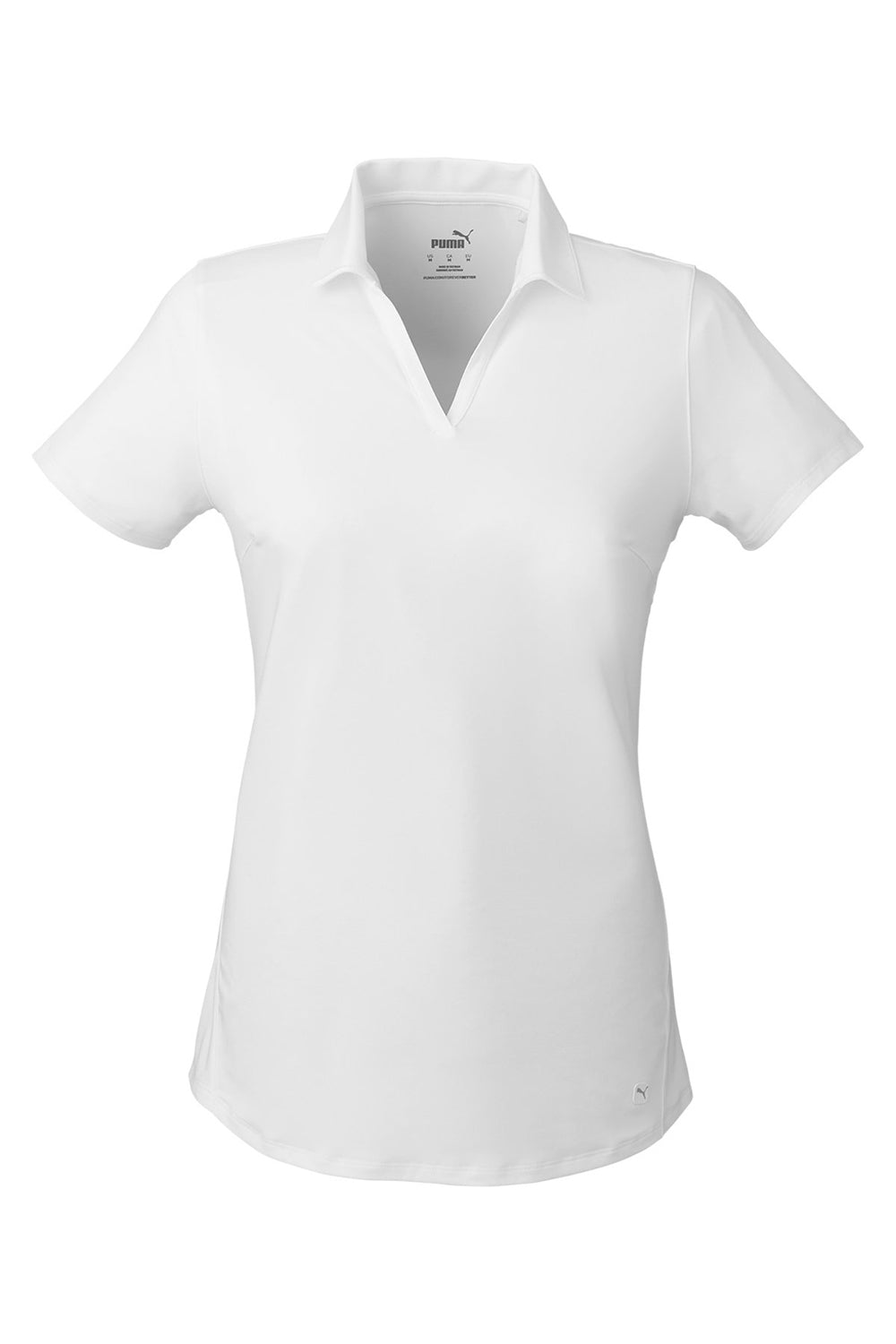 Puma 597695 Womens Cloudspun Free Moisture Wicking Short Sleeve Polo Shirt Bright White Flat Front