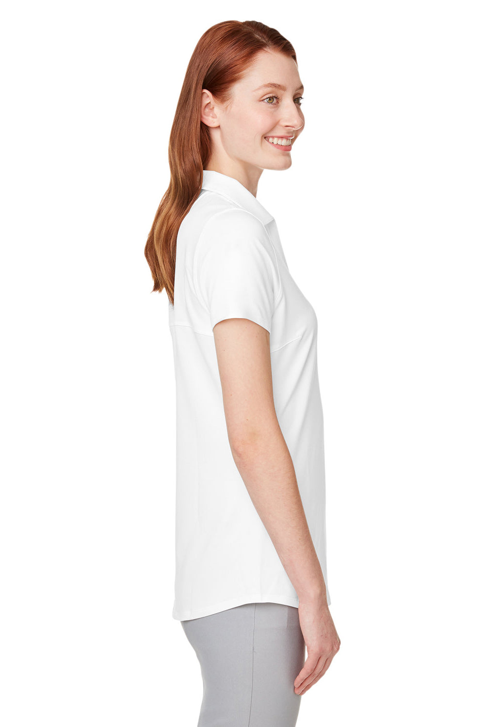 Puma 597695 Womens Cloudspun Free Moisture Wicking Short Sleeve Polo Shirt Bright White Model Side