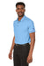 Puma 599117 Mens Cloudspun Monarch Moisture Wicking Short Sleeve Polo Shirt Heather Placid Blue/Navy Blue Model 3q