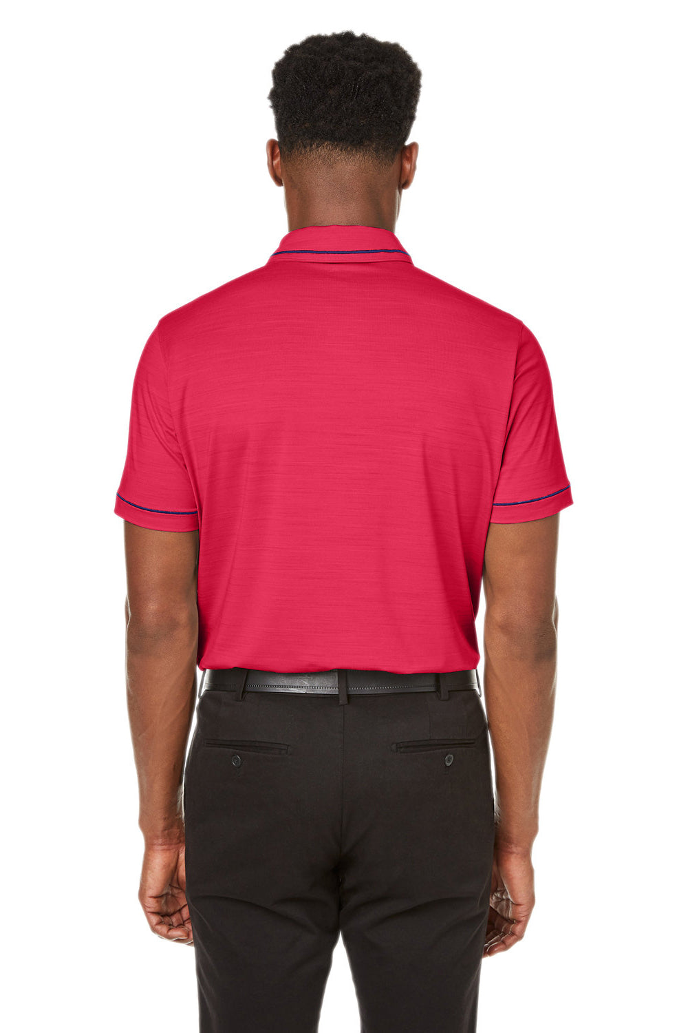 Puma 599117 Mens Cloudspun Monarch Moisture Wicking Short Sleeve Polo Shirt Heather Teaberry Red/Navy Blue Model Back