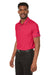 Puma 599117 Mens Cloudspun Monarch Moisture Wicking Short Sleeve Polo Shirt Heather Teaberry Red/Navy Blue Model 3q