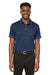 Puma 599117 Mens Cloudspun Monarch Moisture Wicking Short Sleeve Polo Shirt Heather Navy Blue/High Rise Grey Model Front