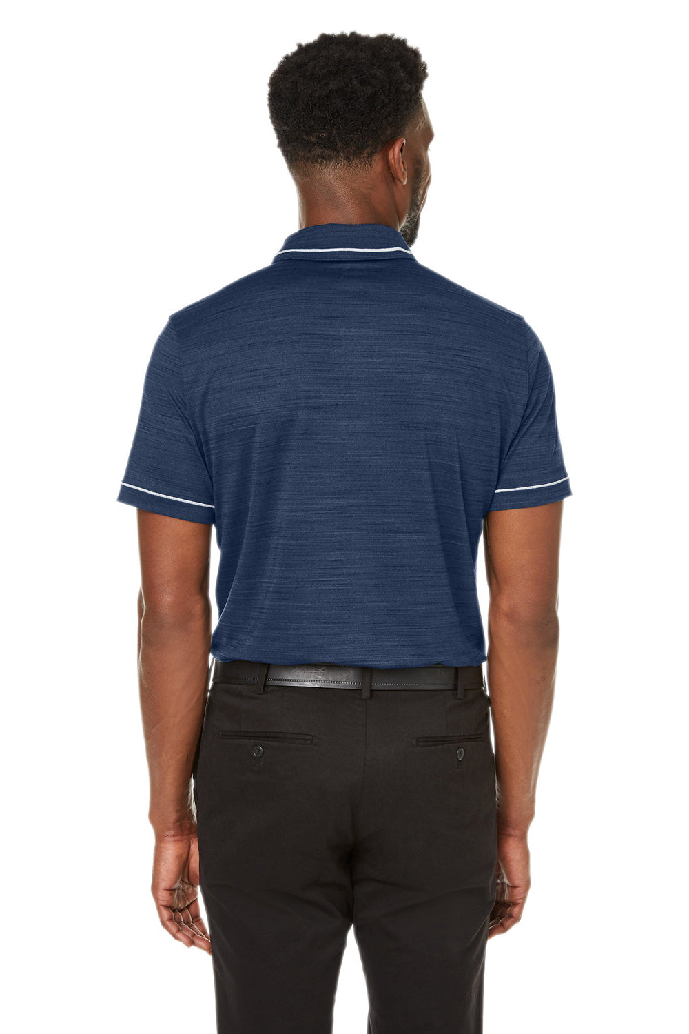 Puma 599117 Mens Cloudspun Monarch Moisture Wicking Short Sleeve Polo Shirt Heather Navy Blue/High Rise Grey Model Back