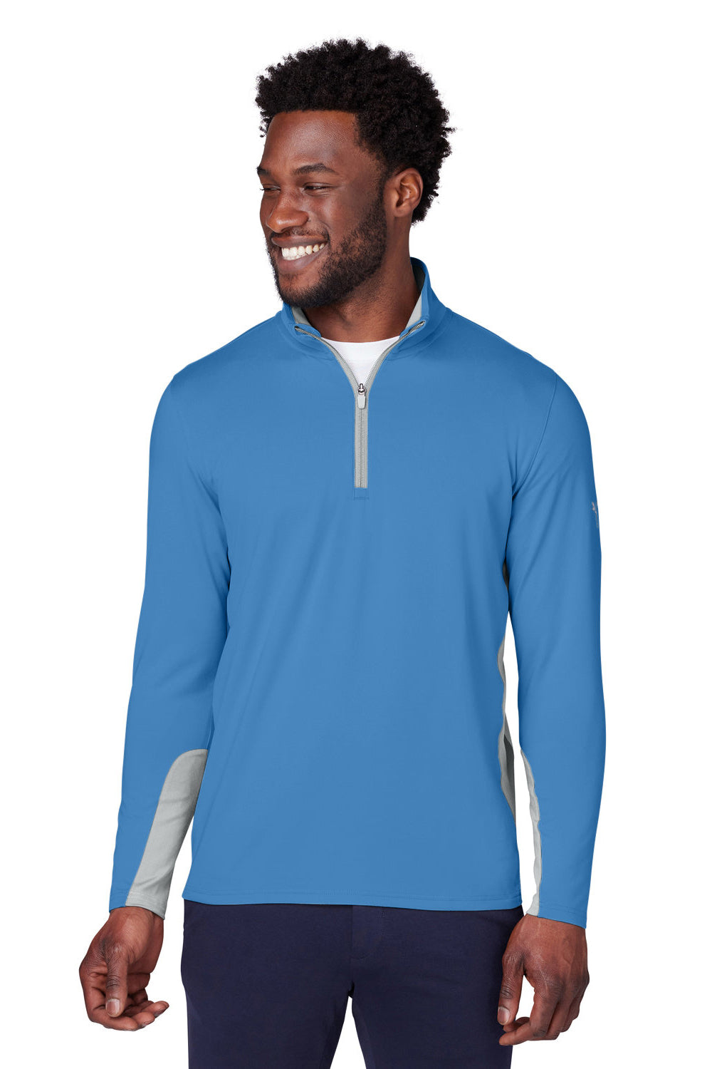 Puma 599127 Mens Gamer Moisture Wicking 1/4 Zip Sweatshirt Bright Cobalt Blue Model Front