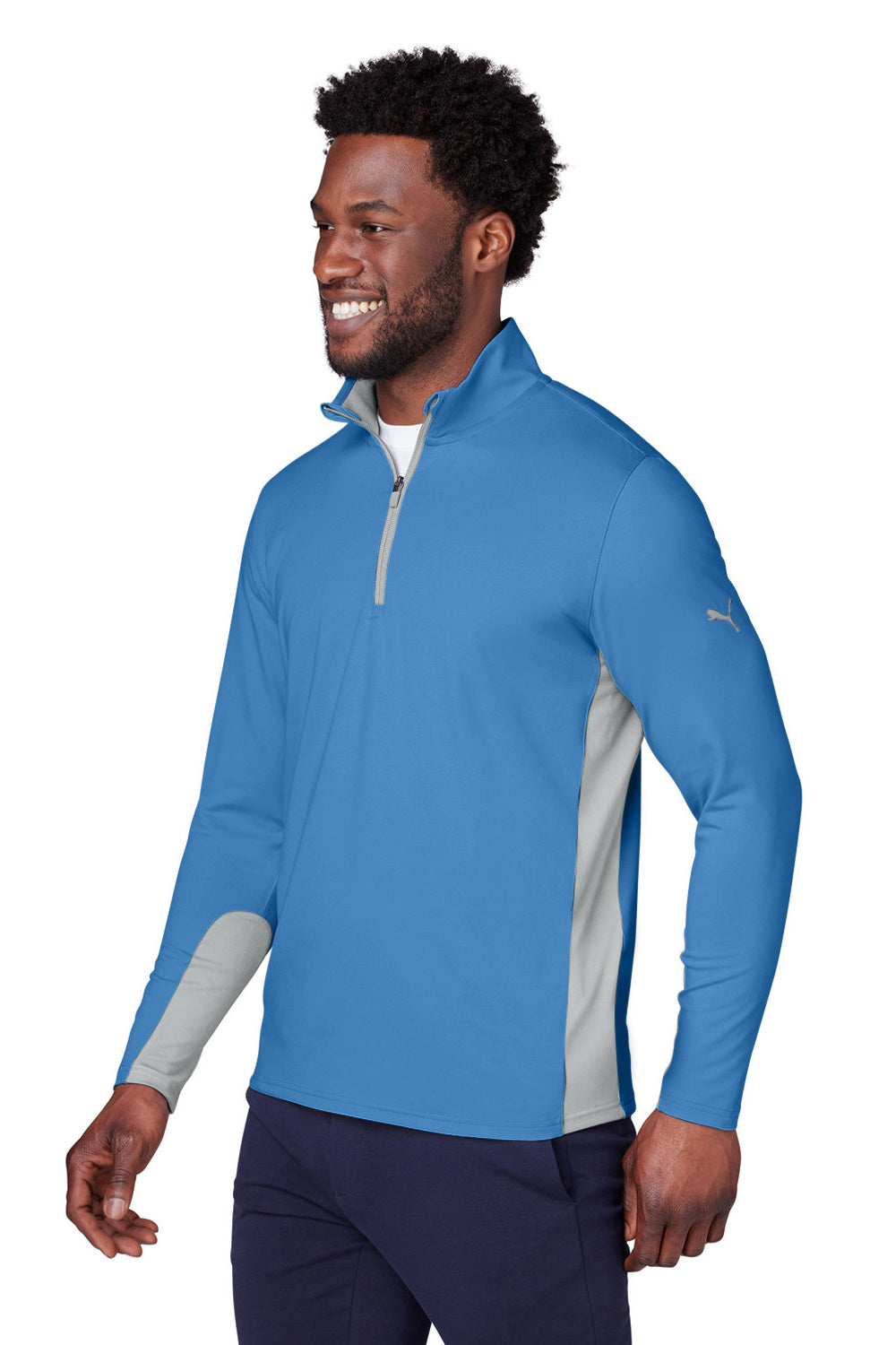 Puma 599127 Mens Gamer Moisture Wicking 1/4 Zip Sweatshirt Bright Cobalt Blue Model 3q