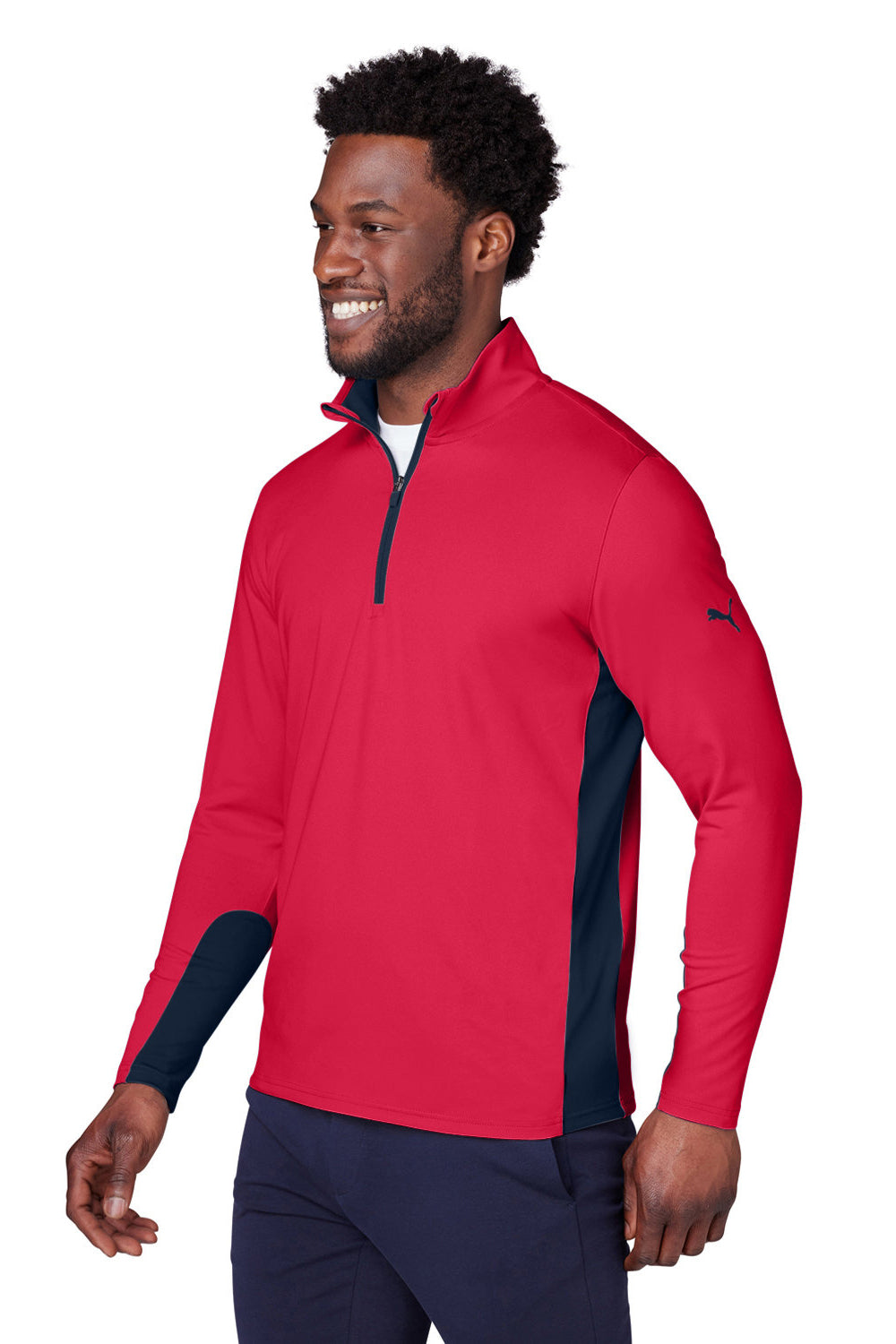 Puma 599127 Mens Gamer Moisture Wicking 1/4 Zip Sweatshirt Ski Patrol Red Model 3q