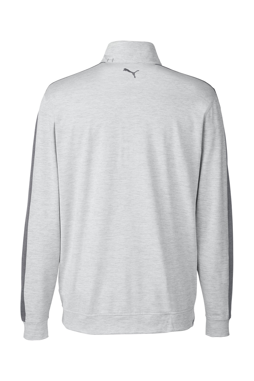 Puma 599129 Mens Cloudspun Moisture Wicking 1/4 Zip Sweatshirt Heather High Rise Grey/Quiet Shade Grey Flat Back