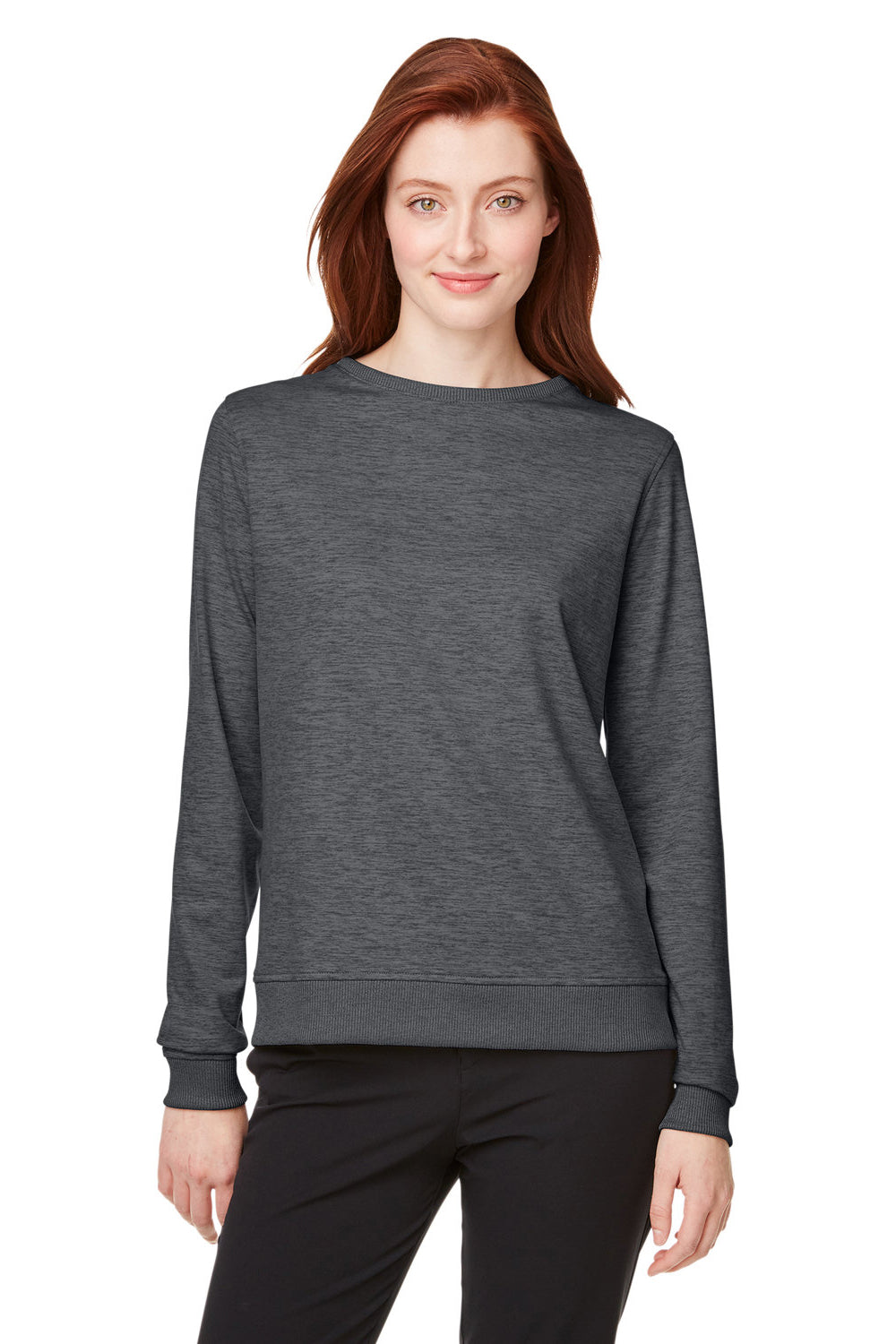 Puma 599267 Womens Cloudspun Moisture Wicking Crewneck Sweatshirt Heather Black Model Front