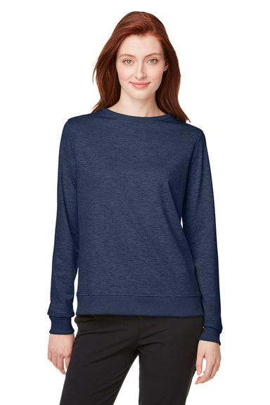 Puma 599267 Womens Cloudspun Moisture Wicking Crewneck Sweatshirt Heather Navy Blue Model Front