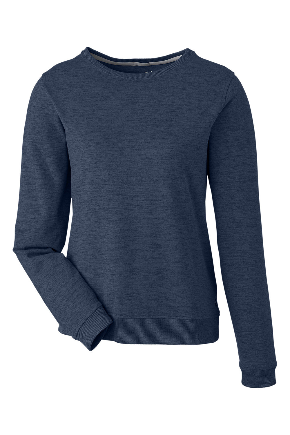 Puma 599267 Womens Cloudspun Moisture Wicking Crewneck Sweatshirt Heather Navy Blue Flat Front