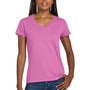 Gildan Womens Short Sleeve V-Neck T-Shirt - Azalea Pink