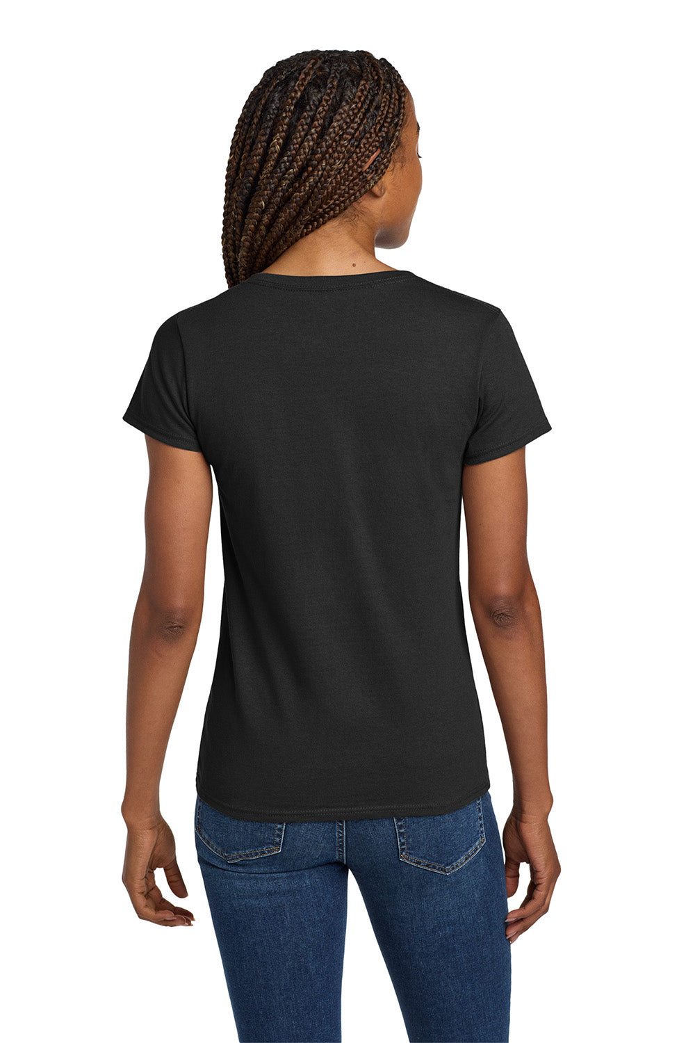 Gildan 5V00L/G500VL Womens Short Sleeve V-Neck T-Shirt Black Model Back