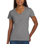 Gildan Womens Short Sleeve V-Neck T-Shirt - Heather Graphite Grey