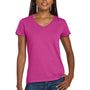 Gildan Womens Short Sleeve V-Neck T-Shirt - Heliconia Pink