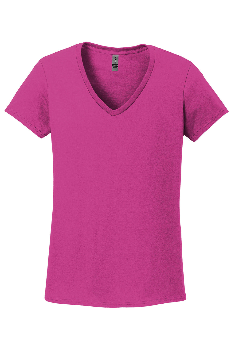 Gildan 5V00L/G500VL Womens Short Sleeve V-Neck T-Shirt Heliconia Pink Flat Front