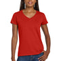 Gildan Womens Short Sleeve V-Neck T-Shirt - Red