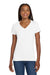 Gildan 5V00L/G500VL Womens Short Sleeve V-Neck T-Shirt White Model Front