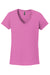 Gildan 5V00L/G500VL Womens Short Sleeve V-Neck T-Shirt Azalea Pink Flat Front