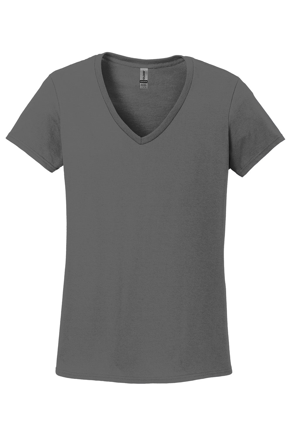 Gildan 5V00L/G500VL Womens Short Sleeve V-Neck T-Shirt Charcoal Grey Flat Front