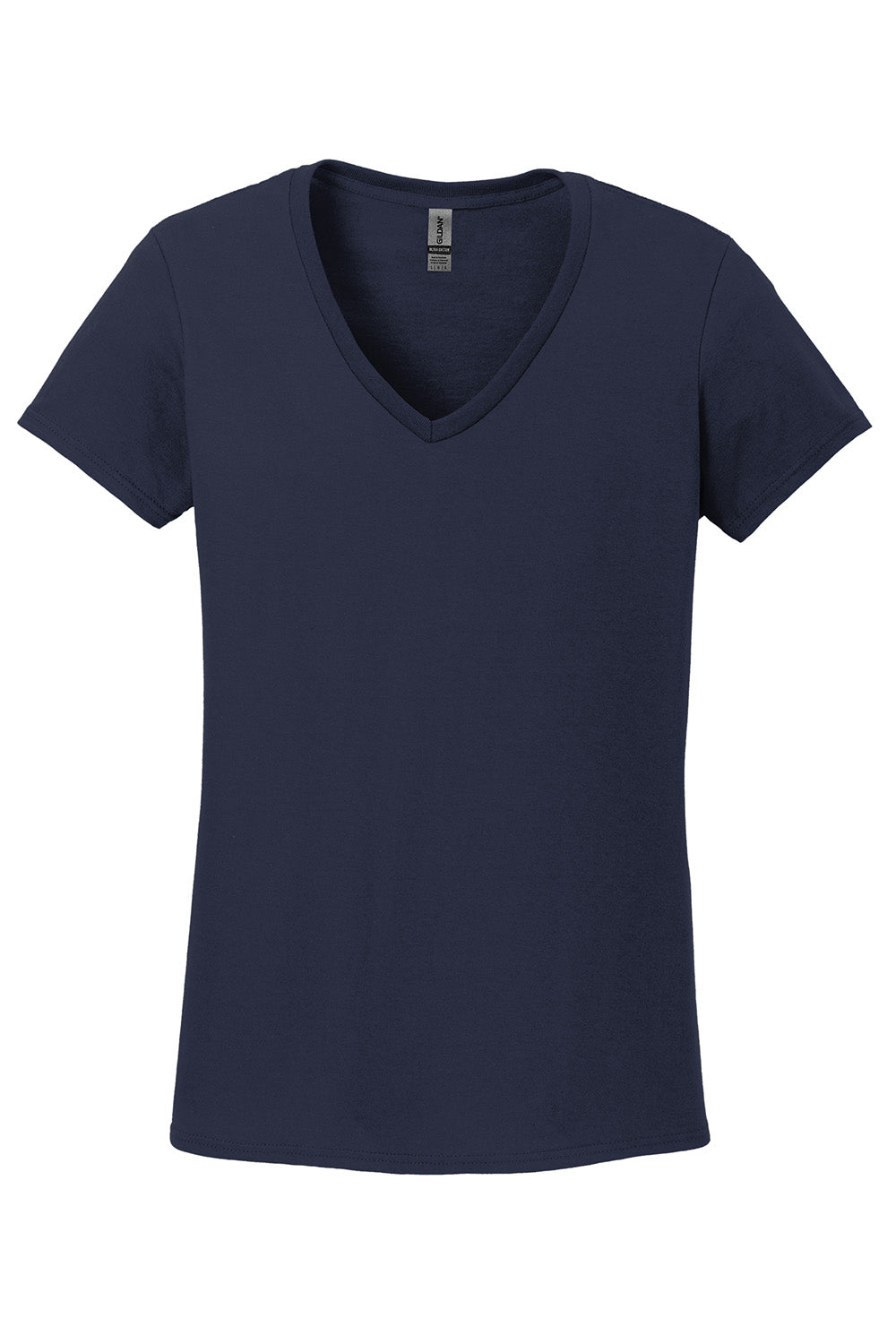 Gildan 5V00L/G500VL Womens Short Sleeve V-Neck T-Shirt Navy Blue Flat Front