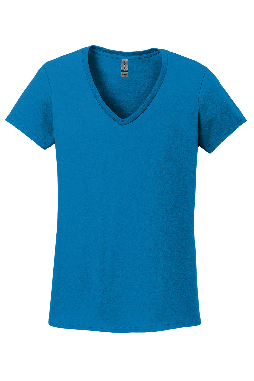 Gildan 5V00L/G500VL Womens Short Sleeve V-Neck T-Shirt Sapphire Blue Flat Front