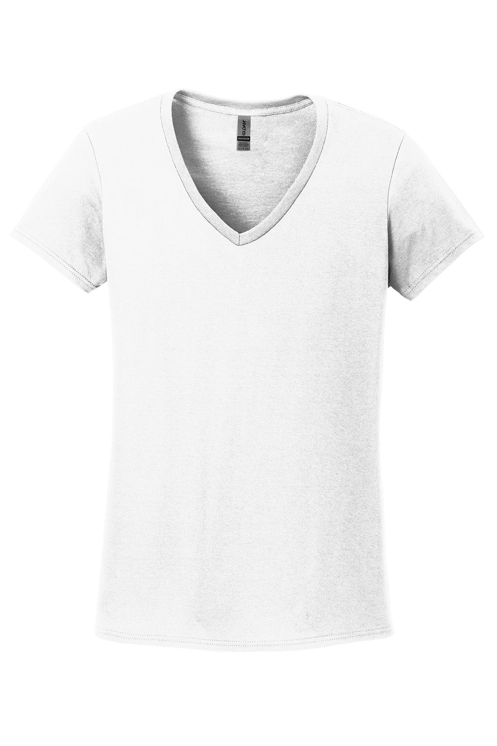 Gildan 5V00L/G500VL Womens Short Sleeve V-Neck T-Shirt White Flat Front