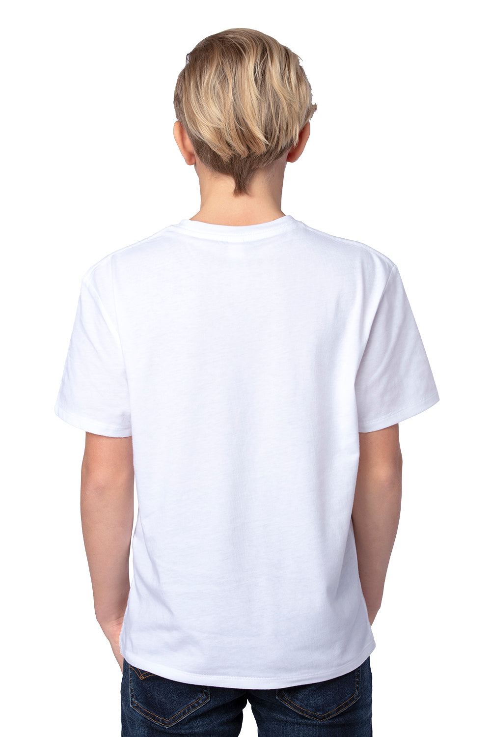 Threadfast Apparel 600A Youth Ultimate Short Sleeve Crewneck T-Shirt White Model Back