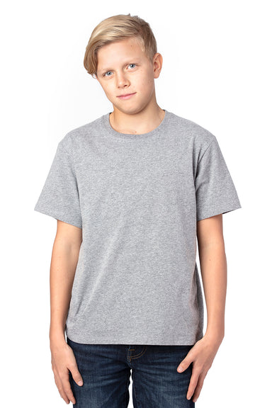 Threadfast Apparel 600A Youth Ultimate Short Sleeve Crewneck T-Shirt Heather Grey Model Front