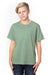 Threadfast Apparel 600A Youth Ultimate Short Sleeve Crewneck T-Shirt Heather Army Green Model Front