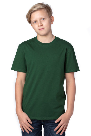 Threadfast Apparel 600A Youth Ultimate Short Sleeve Crewneck T-Shirt Forest Green Model Front