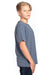 Threadfast Apparel 600A Youth Ultimate Short Sleeve Crewneck T-Shirt Heather Navy Blue Model Side