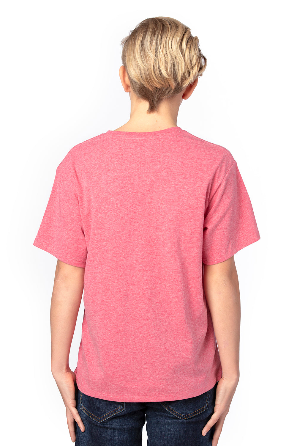 Threadfast Apparel 600A Youth Ultimate Short Sleeve Crewneck T-Shirt Heather Red Model Back