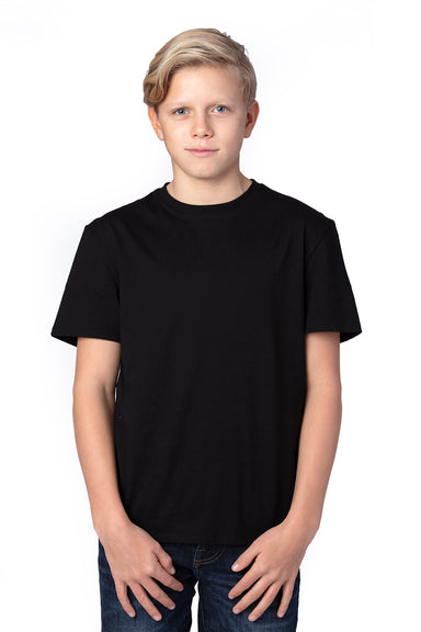 Threadfast Apparel 600A Youth Ultimate Short Sleeve Crewneck T-Shirt Black Model Front