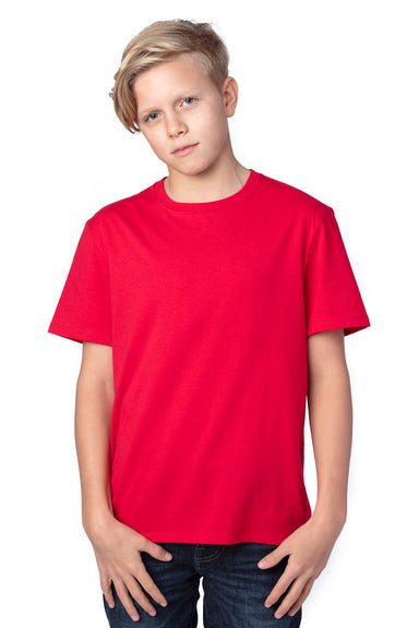 Threadfast Apparel 600A Youth Ultimate Short Sleeve Crewneck T-Shirt Red Model Front