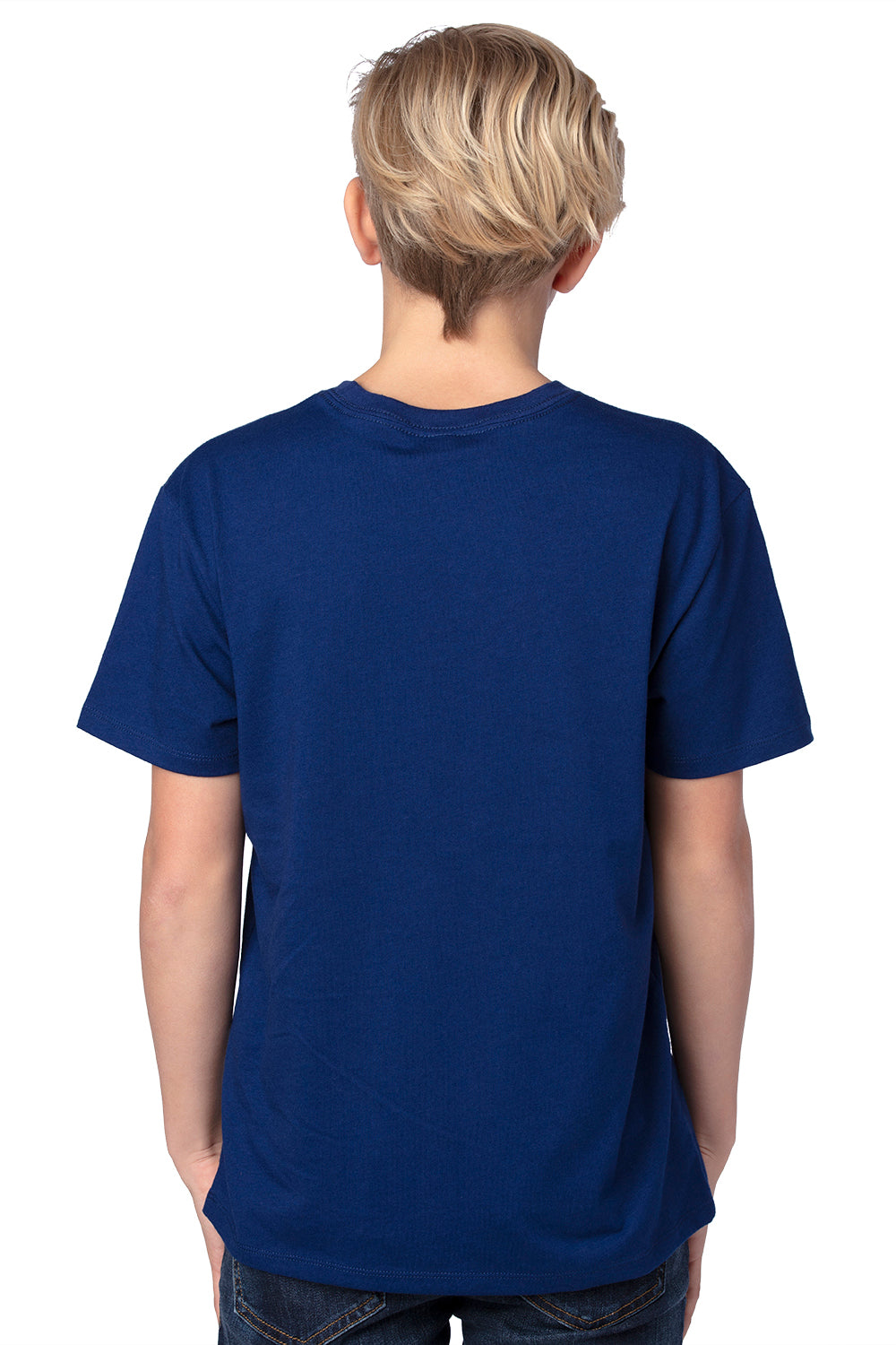 Threadfast Apparel 600A Youth Ultimate Short Sleeve Crewneck T-Shirt Navy Blue Model Back