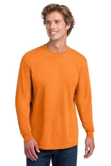 Comfort Colors 6014/C6014 Mens Long Sleeve Crewneck T-Shirt Burnt Orange Model Front