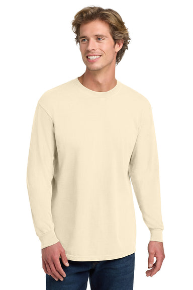 Comfort Colors 6014/C6014 Mens Long Sleeve Crewneck T-Shirt Ivory Model Front