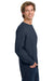 Comfort Colors 6014/C6014 Mens Long Sleeve Crewneck T-Shirt Midnight Navy Blue Model Side