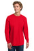 Comfort Colors 6014/C6014 Mens Long Sleeve Crewneck T-Shirt Red Model Front