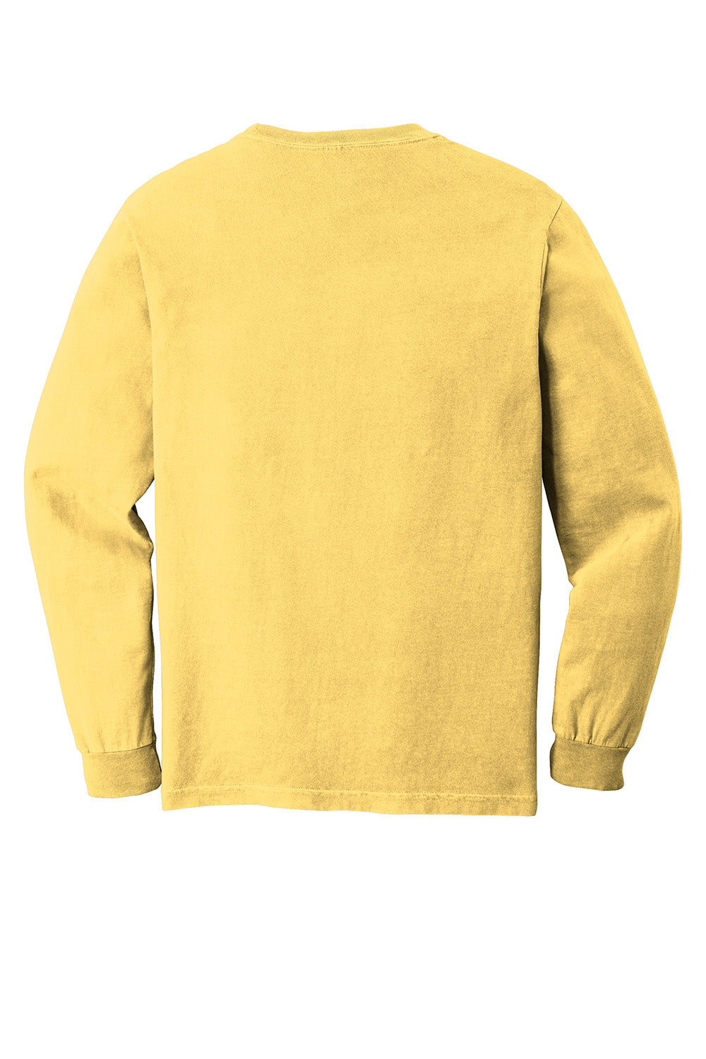 Comfort Colors 6014/C6014 Mens Long Sleeve Crewneck T-Shirt Butter Yellow Flat Back